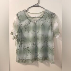 Vintage 90’s Bentley Sheer Mesh Ivy Sage Green Lined Fairycore Blouse. Sz L